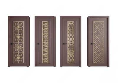 新中式卧室门3D模型下载